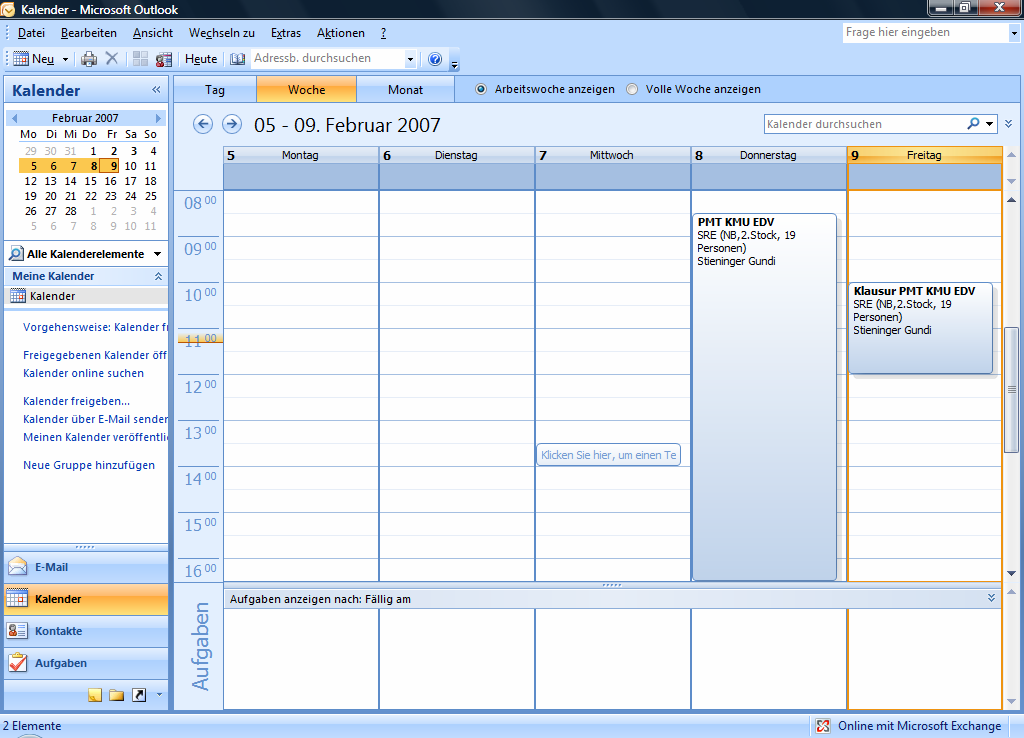 7 Kalender, Termine und Besprechungsplanung Ein fett formatiertes Datum in der Jahresansicht zeigt an, daß für diesen Tag eine Aktivität geplant wurde.