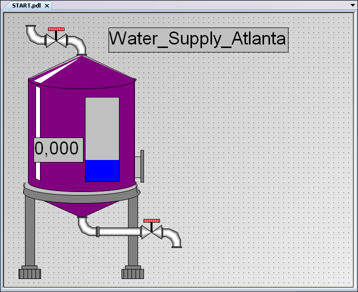 Prozessbilder projektieren 6.6 Prozessbilder dynamisieren an die grafische Abbildung des Wassertanks übermittelt. Die Füllstandsanzeige des Wassertanks ändert sich entsprechend dem eingegebenen Wert.