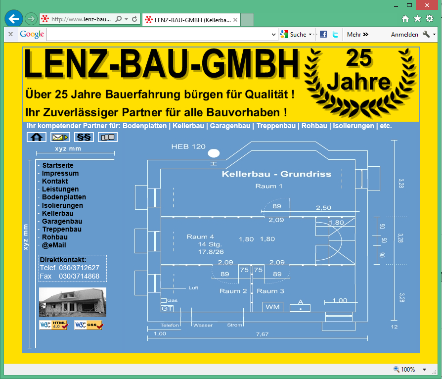 1.8 Lenz-Bau-GmbH Relaunch Webseite (W3C konform) + IT & EDV Service Klassise Baufirma mit hoher Kompetenz.