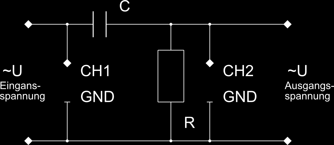 ..4 RC-Phasenschieber Schaltplan eines RC-Phasenschiebers An dieser Schaltung wird nun auch der CH-Eingang benötigt.