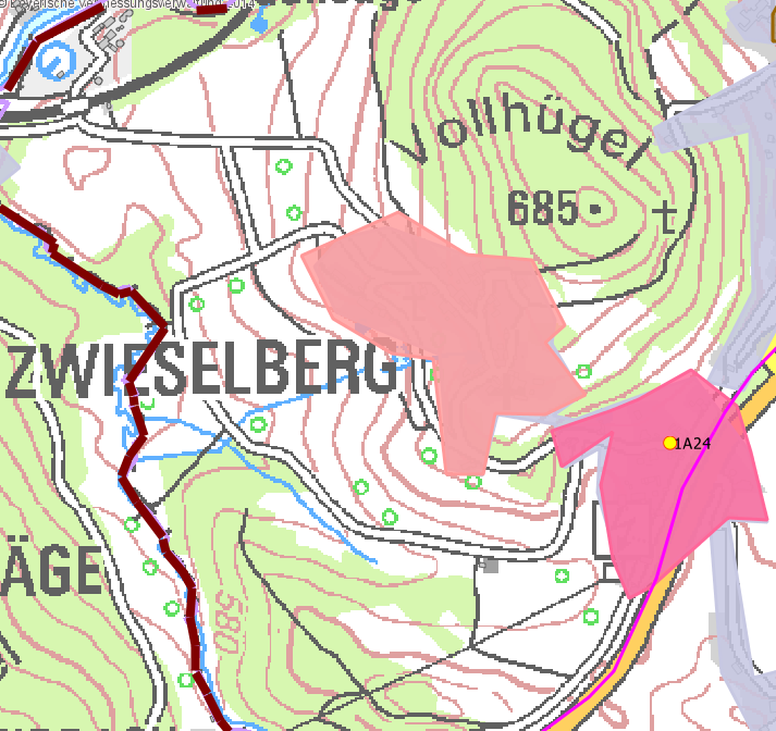 OT Zwieselberg (84 EW) Ergebnis: Dunkelroter- Bereich: 25 bis 50 Mbit/s