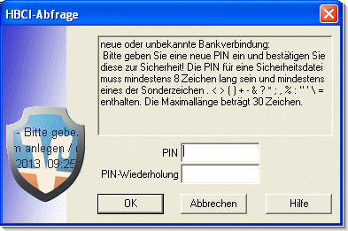 Bitte wiederholen Sie die PIN-Eingabe und bestätigen mit OK. Es wird nun eine Online-Verbindung zur Bank aufgebaut.