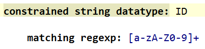 Meta Programming System 4 Constrained String Datatype ID definiert, welcher über eine Regular Expression nur die Zeichen A-Z und Zahlen als Inhalt der ID zulässt (zu sehen in Abbildung 11).