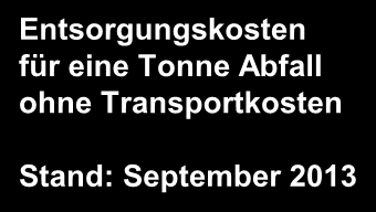 eine Tonne Abfall ohne Transportkosten Stand: September 2013 Baumischabfall 10 Holz A1 6