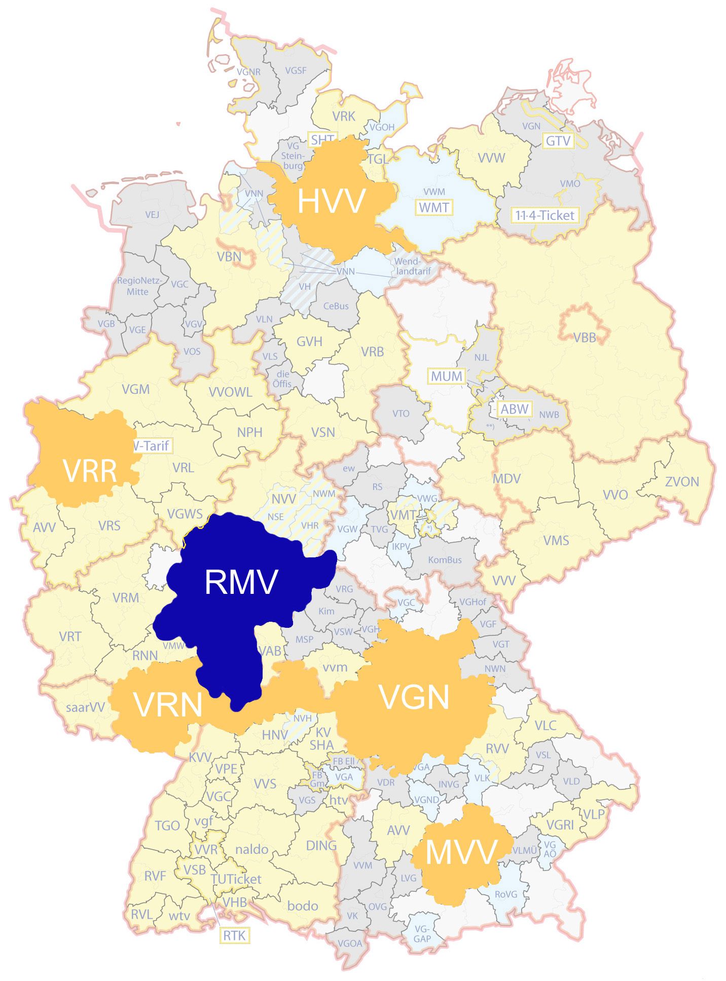 Verglichen wurden: Rhein-Main-Verkehrsverbund (RMV) Hamburger Verkehrsverbund (HVV) Verkehrsverbund Großraum