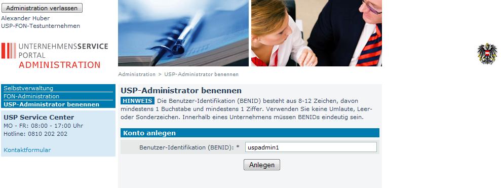 Sie gebeten, für die betroffene Person eine BENID zu