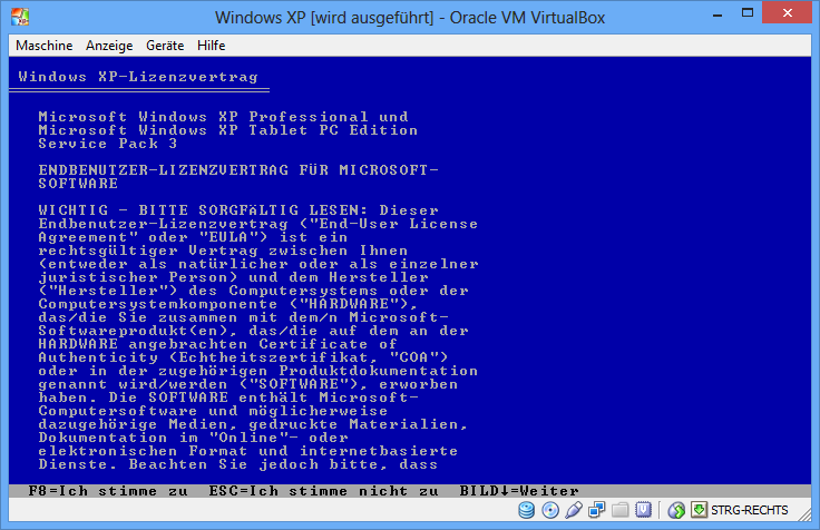 Nachfolgend kann Windows XP wie gewohnt installiert werden.