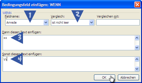 www.wordwelt.de Tutorial Serienbriefe Klicken Sie jetzt in der Symbolleiste Seriendruck auf die Schaltfläche [Bedingungsfeld einfügen] und wählen den Eintrag Wenn..Dann.