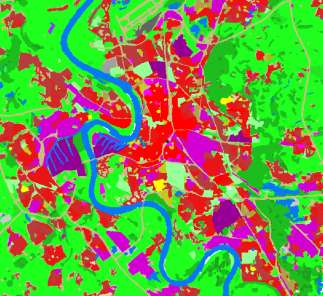 Landnutzungsmodell Landnutzung und Siedlungsklassen (GAF/E-Plus) Interpretationsgrundlage - Satellitenbilder: LandSat TM, IRS-P6 - Hilfsdaten: