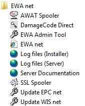 Nach der Installation sind im Windows Start Menu unter EWA die beiden Einträge AWAT Spooler und SSL