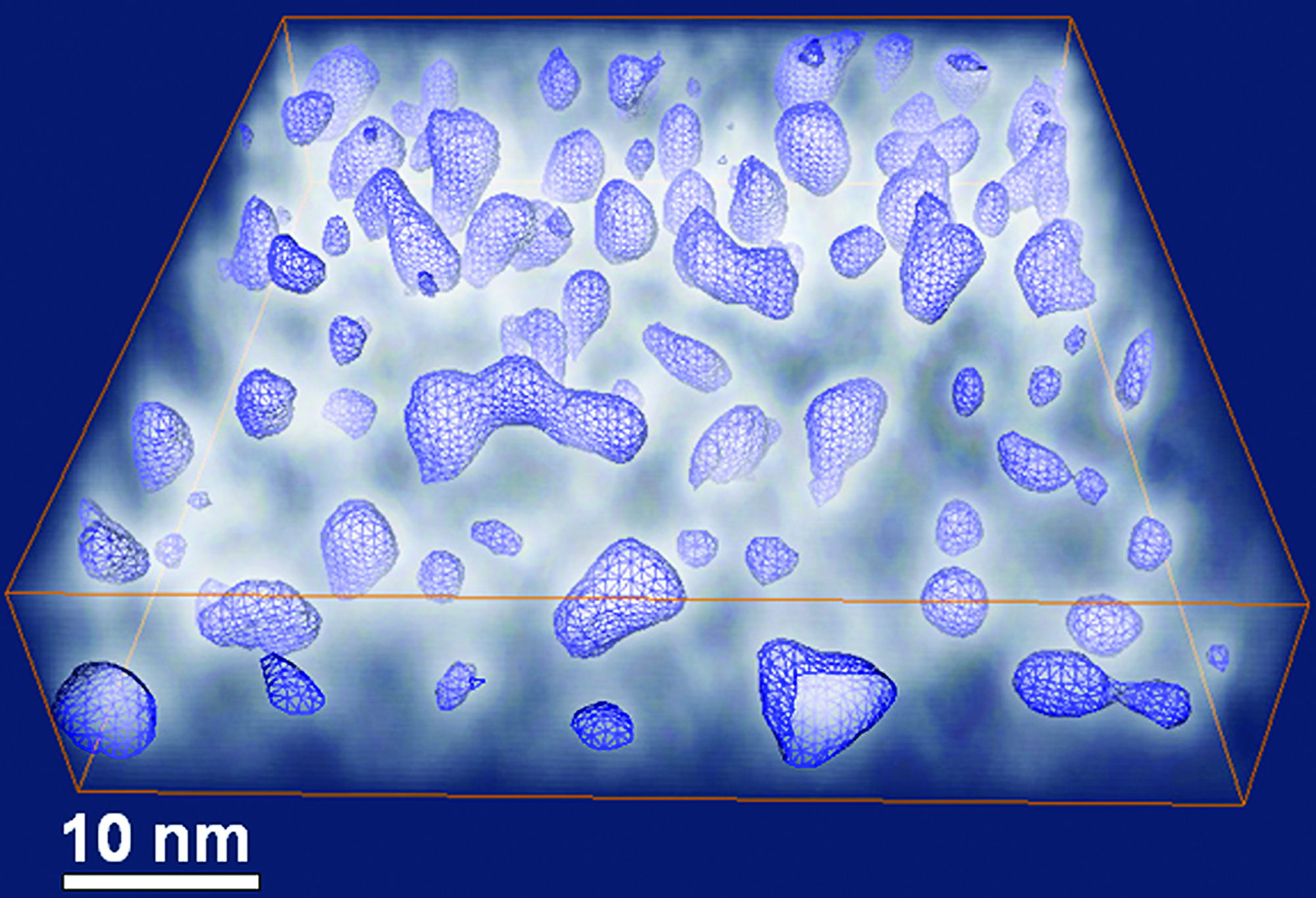 Si Nanoteilchen im SiOx Tomographisches Projektionsbild von der Probe mittels Drehung.