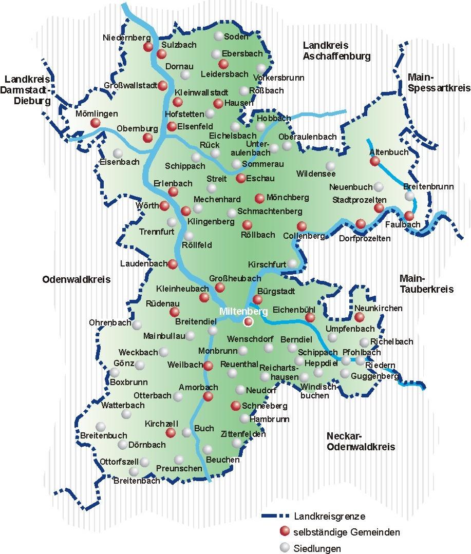 Die Geographie des Landkreises Miltenberg Bevölkerung: 127 980 (Stand: 30.06.