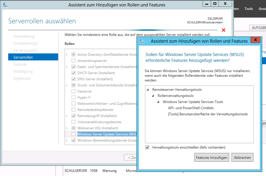 Konfiguration nach dem Upgrade Installation der Windows Software Update Services Kreuze Windows Server Update