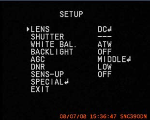 OSD-Menü Alle SANTEC IP-Kameras (ausgenommen SNC-240 / 360 / 380DN) bieten die Möglichkeit auf die Einstellungen des analogen Teils der Kamera über die SanView Software zuzugreifen (Abb. 4.1).