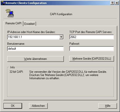 5.3 Capi Client Konfiguration Auf dem Fax Server müssen Sie die Brickware installieren, die den Capi Client enthält.