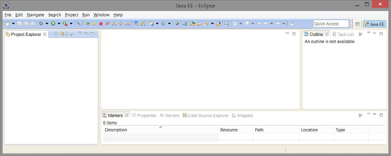 Danach sehen Sie die Arbeitsoberfläche von Eclipse aus Abbildung 1.3. Am linken Rand finden Sie den Package Explorer, mit dem Sie später die einzelnen Projekte erkunden können. Abbildung 1.3 Arbeitsoberfläche von Eclipse Eclipse organisiert die Arbeiten des Benutzers in sog.