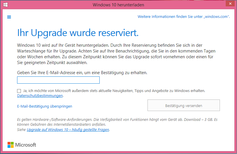 Update Ein Update kann jeder Besitzer einer gültigen Windows 7 oder 8.