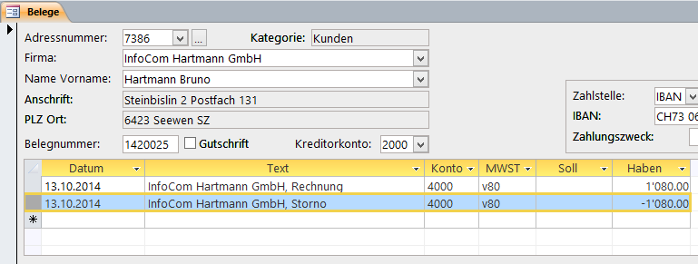 Buchen 14 Im Feld DATUM geben Sie das Zahlungsdatum ein. Im Feld NR. geben Sie die Belegnummer ein. In der Liste der Belegnummern werden nur offene Posten gezeigt.