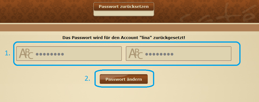4. Passwort vergessen Ein Benutzer wählt auf der Login-Seite bei eingegebenem Benutzernamen die Schaltfläche "Passwort zurücksetzen": Er erhält nun eine Email an die hinterlegte