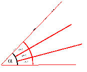 Dreiteilung des Winkels Dieses klassische Problem der griechischen Geometrie fragt, ob man einen beliebigen Winkel mit Hilfe von Zirkel und Lineal allein, in drei gleiche Abschnitte teilen kann.