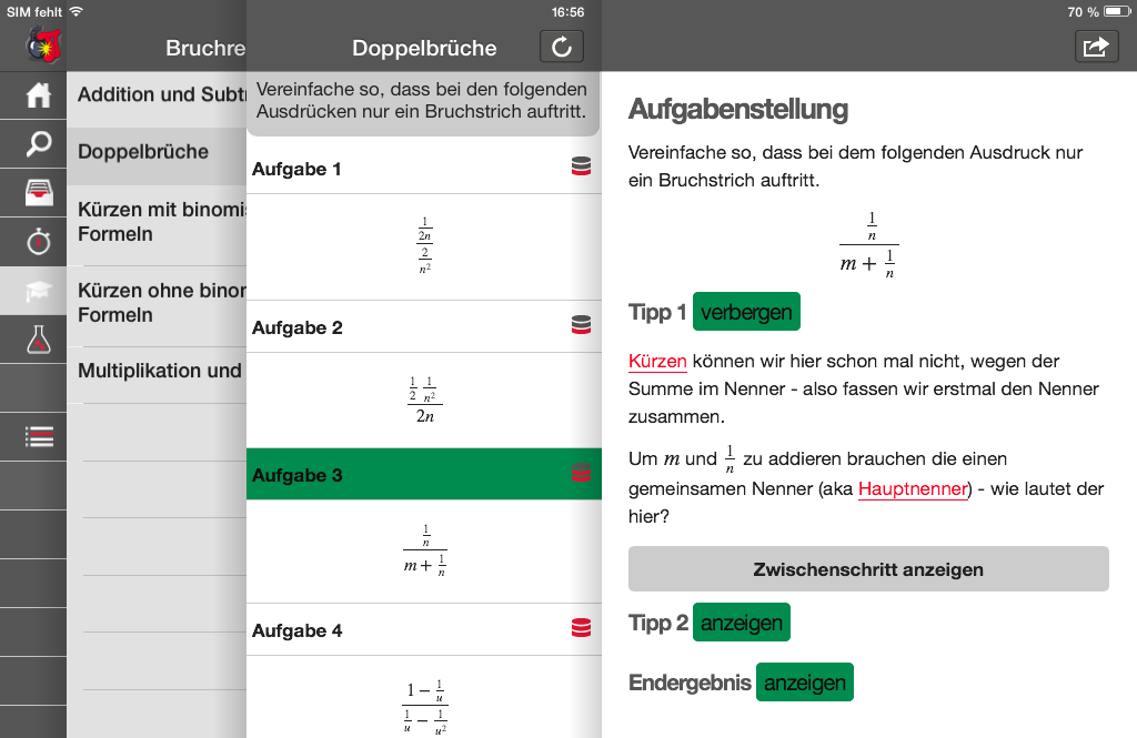 Die App als Mathe-Coach [Demo bzw. Screenshots mit Details s.