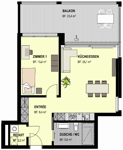 Haus A3, Wohnungstyp 3: Beispiel Grundriss 2.