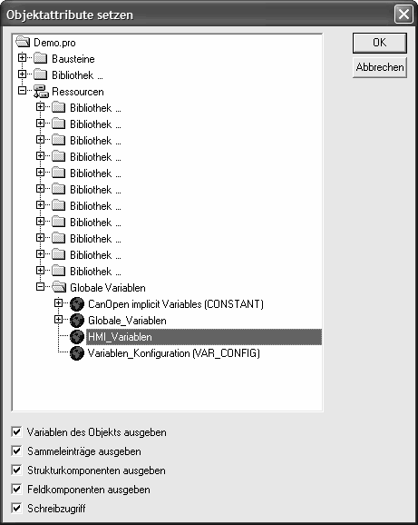 Aktivieren Sie nun selektiv die Option Variablen des Objekts ausgeben