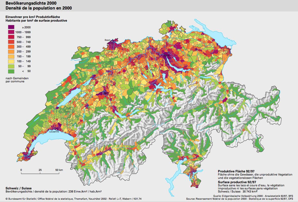 32 Memory Clinics der Schweiz Bevölkerung/km 2 2000 1000-1999 750-999