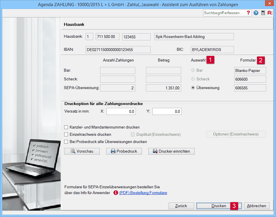 Seite 10 3. Zahlungsart auswählen Zahlungsart wählen. 1. SEPA-Datei für Online-Banking-Programme (z. B. SFirm) erstellen SEPA-Lastschriften: Nr. 0855 SEPA-Lastschriften. SEPA-Überweisungen: Nr.