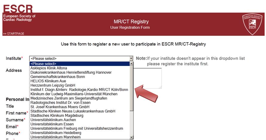 Login Code Um mit der persönlichen Registratur fortzufahren, muss zuerst Ihr Institut registriert sein.