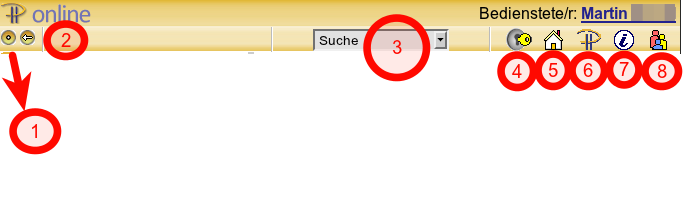 Die Oberfläche im Überblick Die Benutzeroberfläche von PH-Online besteht aus 3 Bereichen: Der Organisationsbaum (1), das Hauptfenster (2), die Symbolleiste (3) 1.