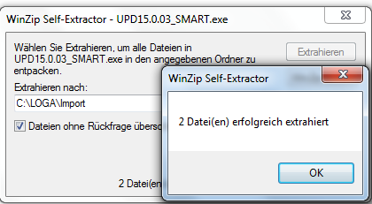 1.2 Einlesen des UPD15.0.03_SMART.exe In unserem Downloadbereich finden Sie die selbstentpackende Datei <UPD15.0.03_SMART.exe>. Klicken Sie diese Datei doppelt an.