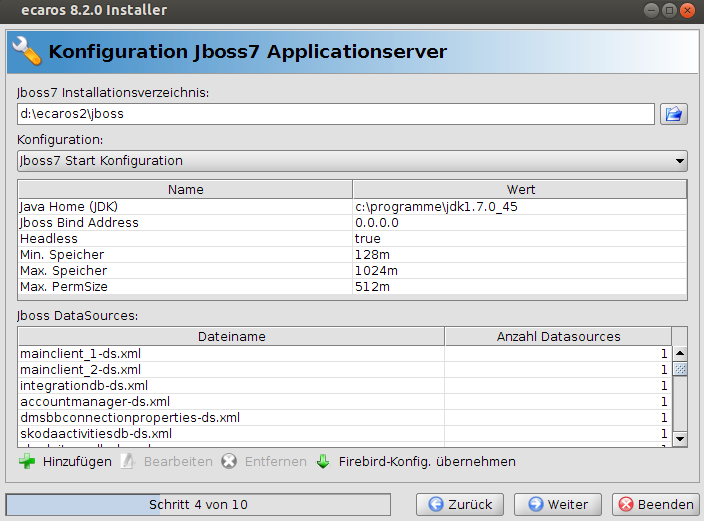2.1.2 Combobox Konfiguration / Jboss7 Start Konfiguration Hier muss das Installationsverzeichnis des JDK 7 hinterlegt werden. Abbildung 2 2.