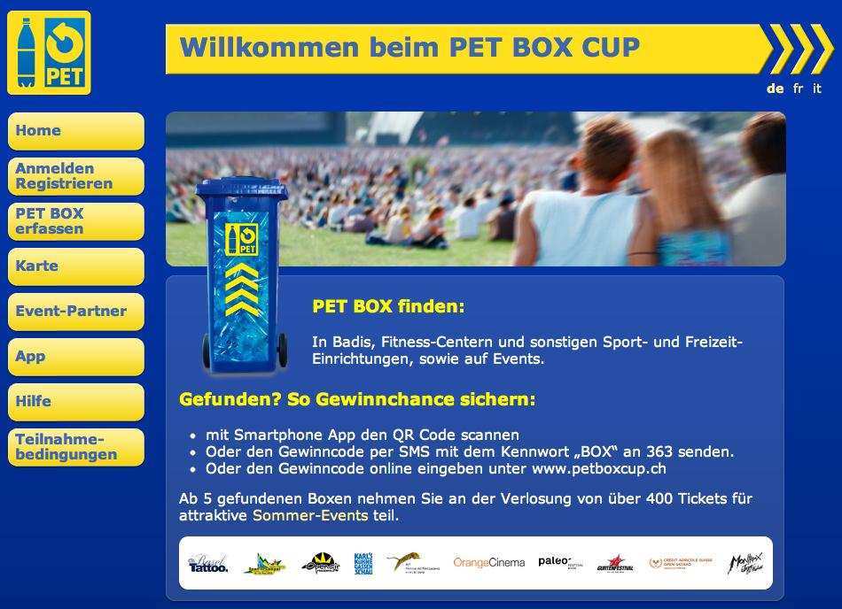 PET BOX CUP Online (1/2) Website für Jury Goldbach Crossmedia Award: www.petboxcup.ch/cma 1.