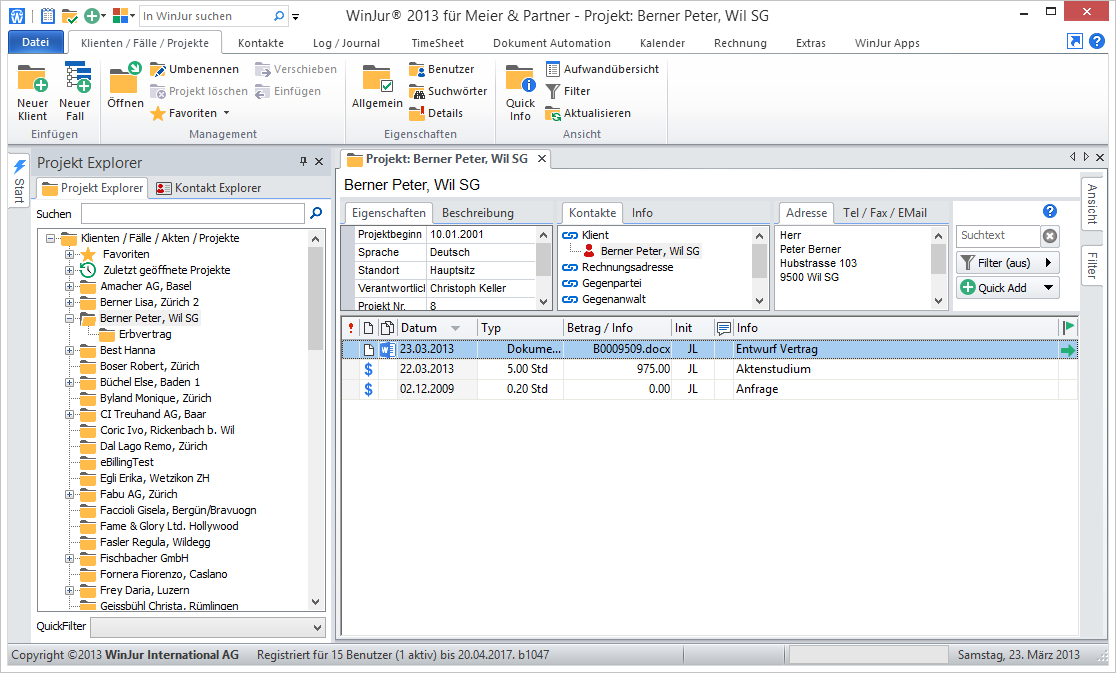 Neuer Look Die WinJur Software ist an Microsoft Office 2013 (Word und Outlook)
