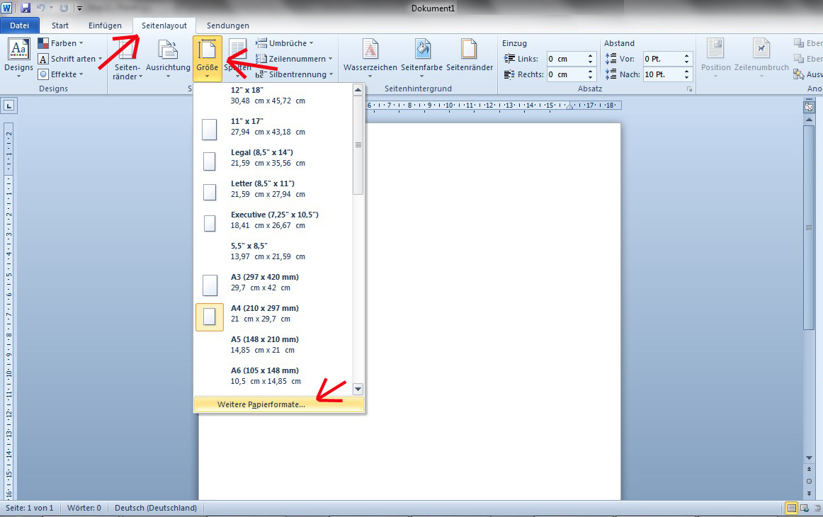 Wie erstelle ich ein PDF im individuellen Format? 1. Öffnen Sie ein neues Word-Dokument 2.