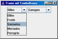 Die Klasse JComboBox Beispiel import java.awt.*; import javax.swing.