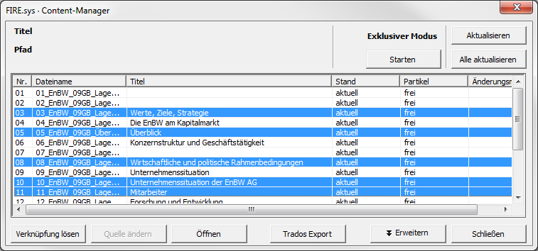 Daten für den Übersetzer vorbereiten Der erweiterte Content-Manager Seite 15 von 24 _ Export für den Übersetzer _ Benennt sie nach der ausgewählten