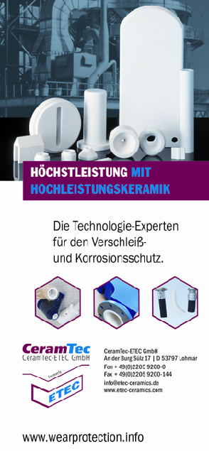 52 Präsentation der Firma CeramTec- ETEC GmbH Lohmar Alotec Werkstoffe als Verschleißschutz, Konstruktionskeramik oder Verbundsystem.