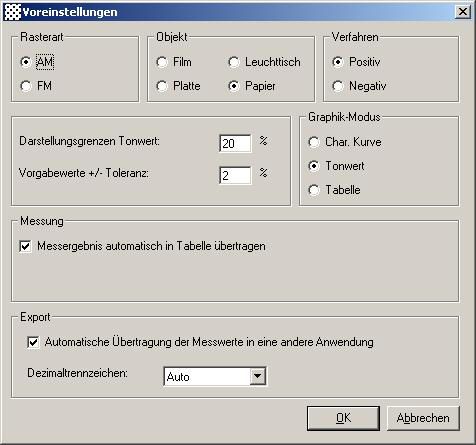 TECHKON DMS Pro Software Voreinstellungen Im Menüpunkt Voreinstellungen können Sie Einstellungen der Benutzeroberfläche durchführen.