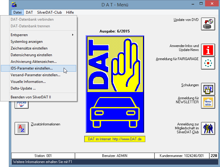 Das MSDas DMS System (KfzWin Basic) bietet Ihnen eine Schnittstelle zur SilverDAT II der DAT.