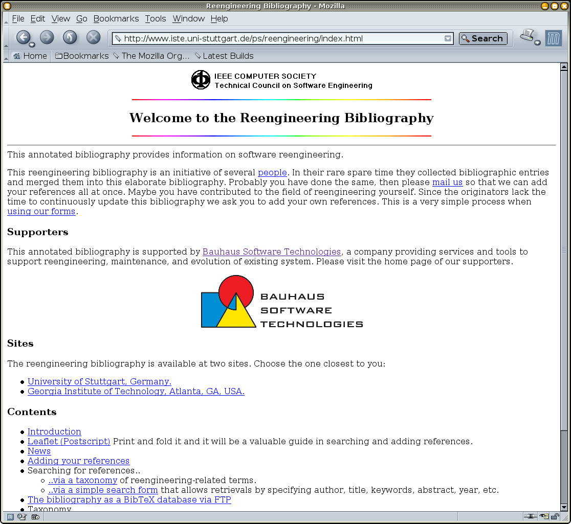 Vorbemerkungen: Beispielsystem Online-Bibliographie: Startseite