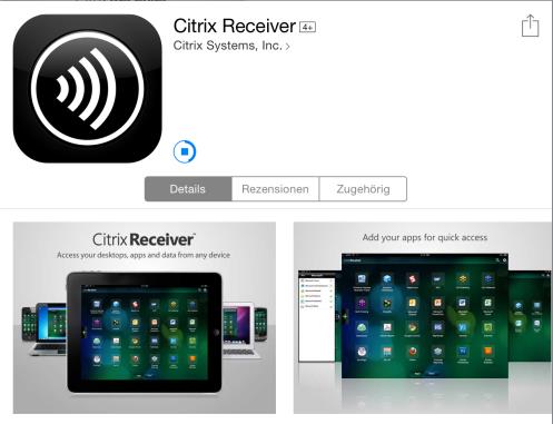 App Store auswählen Citrix Receiver im App Store