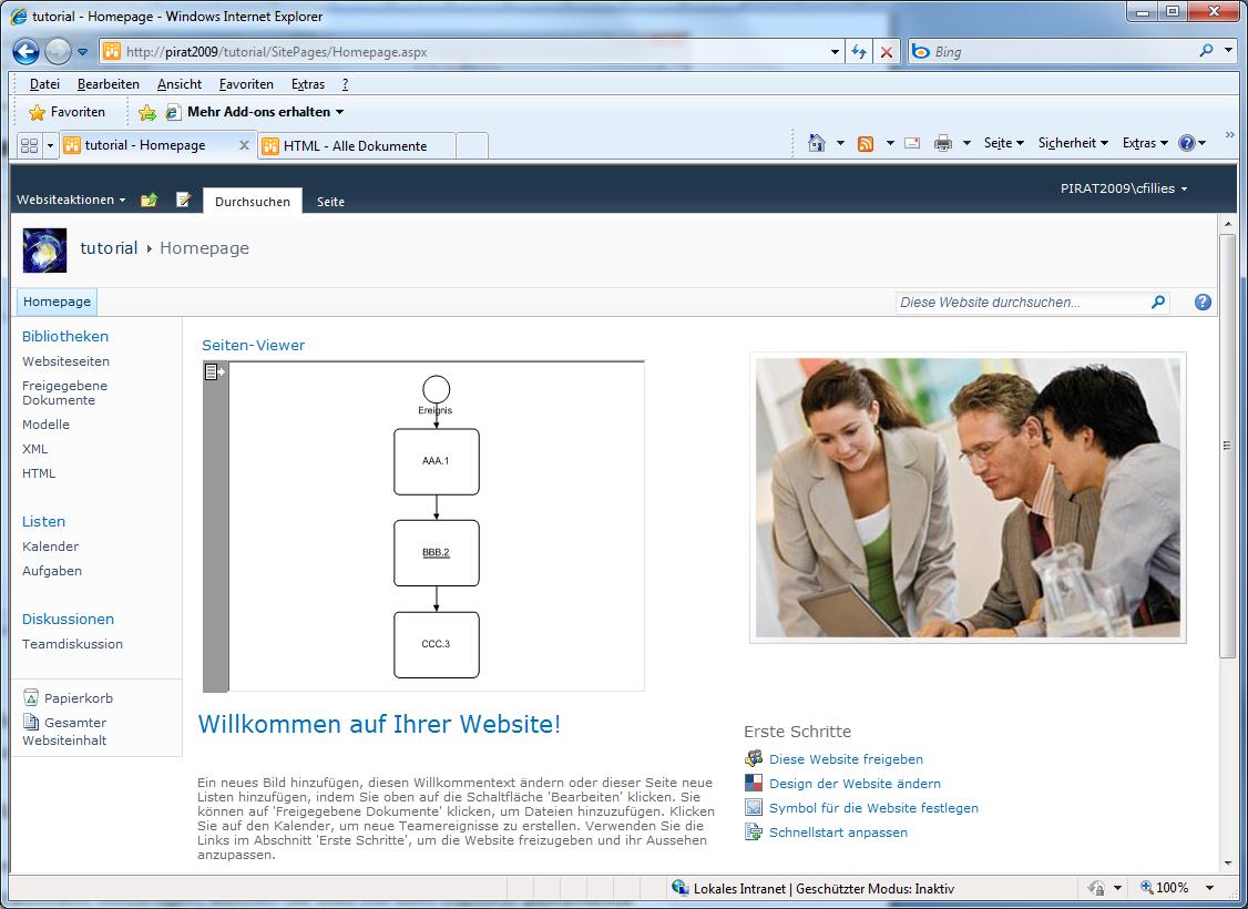 11: Websiteexport im SharePoint abgelegt Um darauf jetzt ein kleines Prozessportal