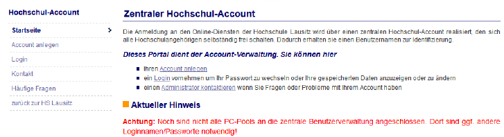 2. Moodle für Lehrbeuaftragte Öffnen Sie folgenden Link: http://www.hs-lausitz.de/hochschulrechenzentrum/dienste/zentraler-account.html Dirket zum Anlegen des Accounts: https://qis.hs-lausitz.de/udbserver/rds?