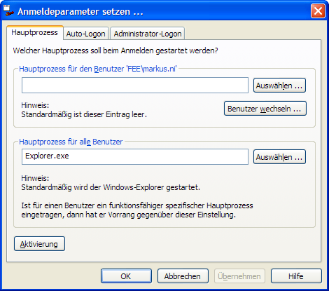 3 Hauptprozess Nach einem Logon startet Windows normalerweise den Windows-Explorer, der auch für die Taskleiste und die Icons auf dem Desktop verantwortlich ist.