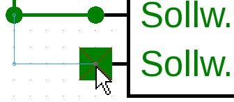 Anschließend sind beide Methoden gleich: Verknüpfungen Mit einem Mausklick ändert sich die Form zu einem grünen Kreis.