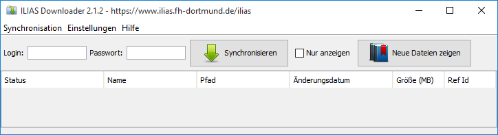 ILIAS Downloader Programm zum Herunterladen der Dateien aus dem ILIAS Automatische Synchronisierung möglich Läuft auf Windows, OS