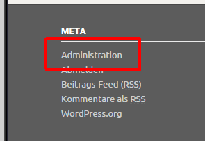 Administrationsbereich In den Administrationsbereich kommst Du, indem Du im Menü am unteren Rand der Webseite auf den Link Administration klickst.