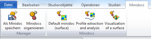 Speichern des Ablaufs als Minidoc Um eine Abfolge von Operatoren dauerhaft und unabhängig von einem Auswertedokument zu speichern, bietet sich das Format des Minidocs an.